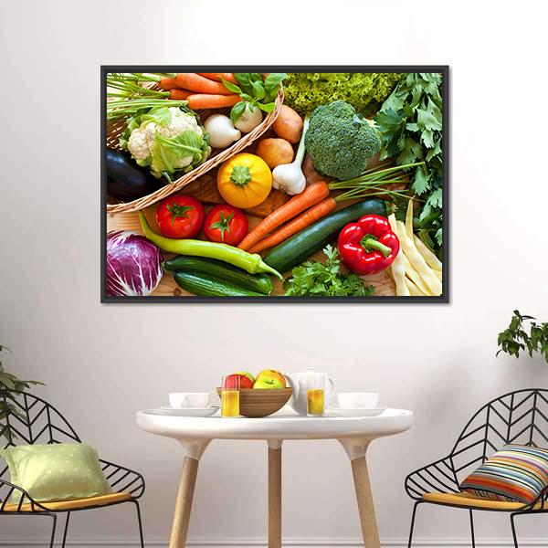 Raw Vegetables Canvas Wall Art-3 Horizontal-Gallery Wrap-25&quot; x 16&quot;-Tiaracle