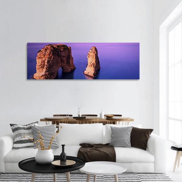 Rawsha Rock In Lebanon Panoramic Canvas Wall Art-1 Piece-36" x 12"-Tiaracle