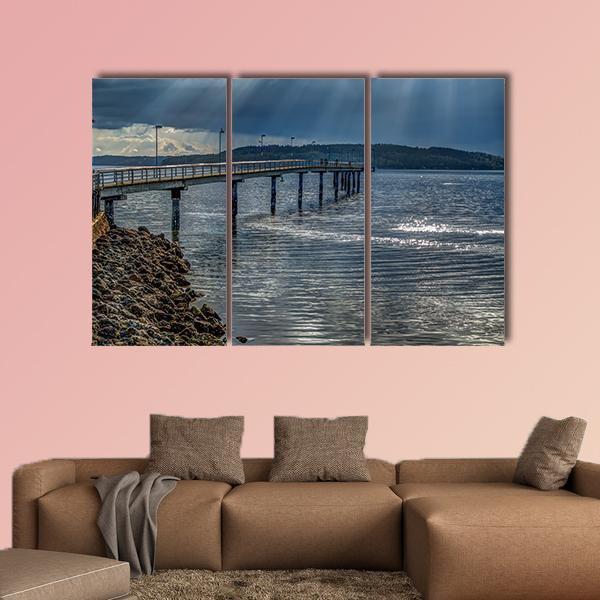 Rays Of Light Shine Through Clouds In Des Moines In Washington Canvas Wall Art-3 Horizontal-Gallery Wrap-37" x 24"-Tiaracle