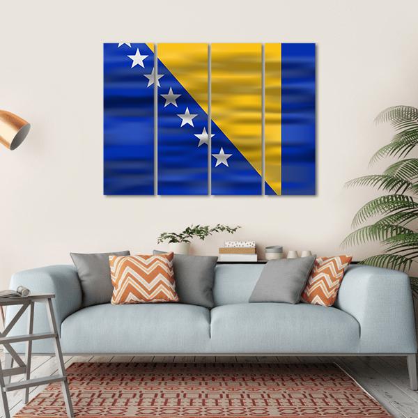 Realistic Flag Bosnia And Herzegovina Canvas Wall Art-4 Horizontal-Gallery Wrap-34" x 24"-Tiaracle