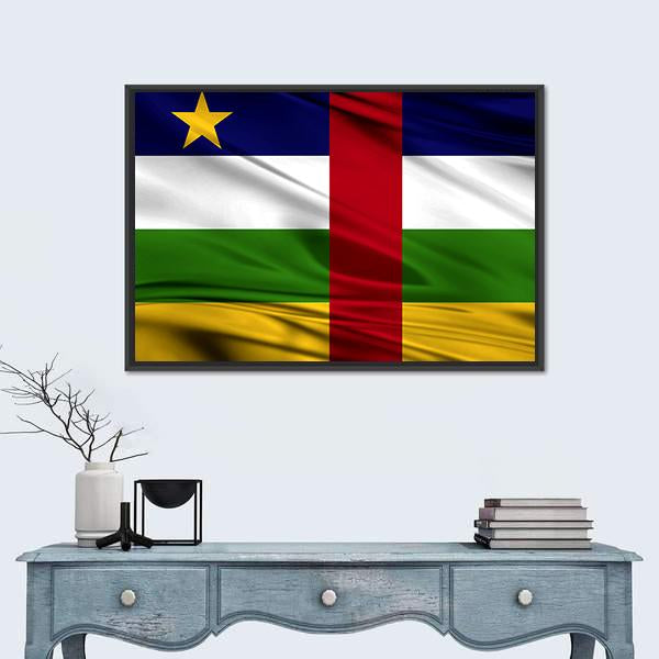 Realistic Flag Of Central African Republic Canvas Wall Art-1 Piece-Floating Frame-24" x 16"-Tiaracle