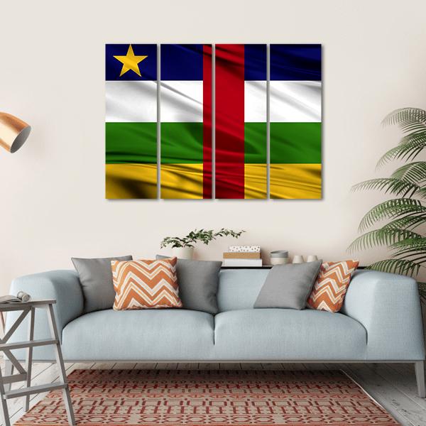 Realistic Flag Of Central African Republic Canvas Wall Art-4 Horizontal-Gallery Wrap-34" x 24"-Tiaracle