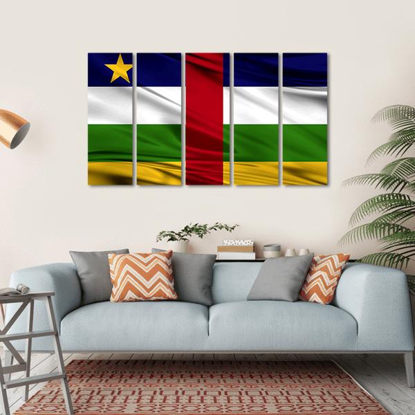 Realistic Flag Of Central African Republic Canvas Wall Art-5 Horizontal-Gallery Wrap-22" x 12"-Tiaracle