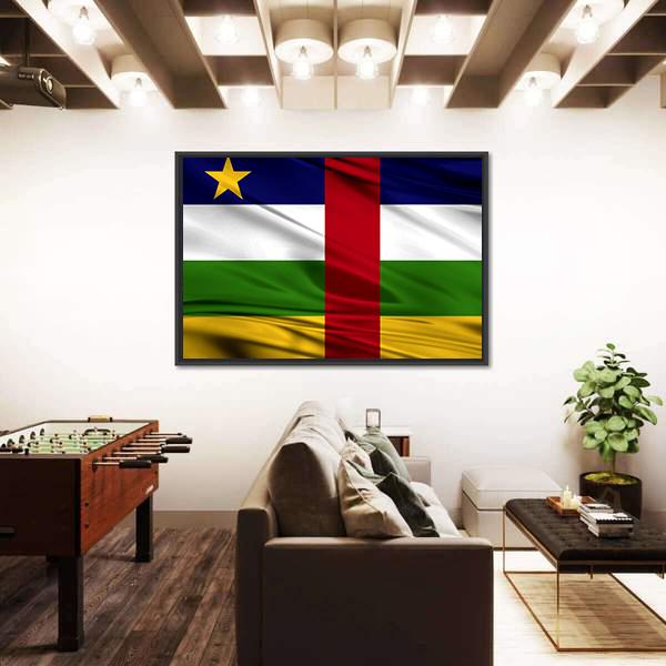 Realistic Flag Of Central African Republic Canvas Wall Art-3 Horizontal-Gallery Wrap-25" x 16"-Tiaracle