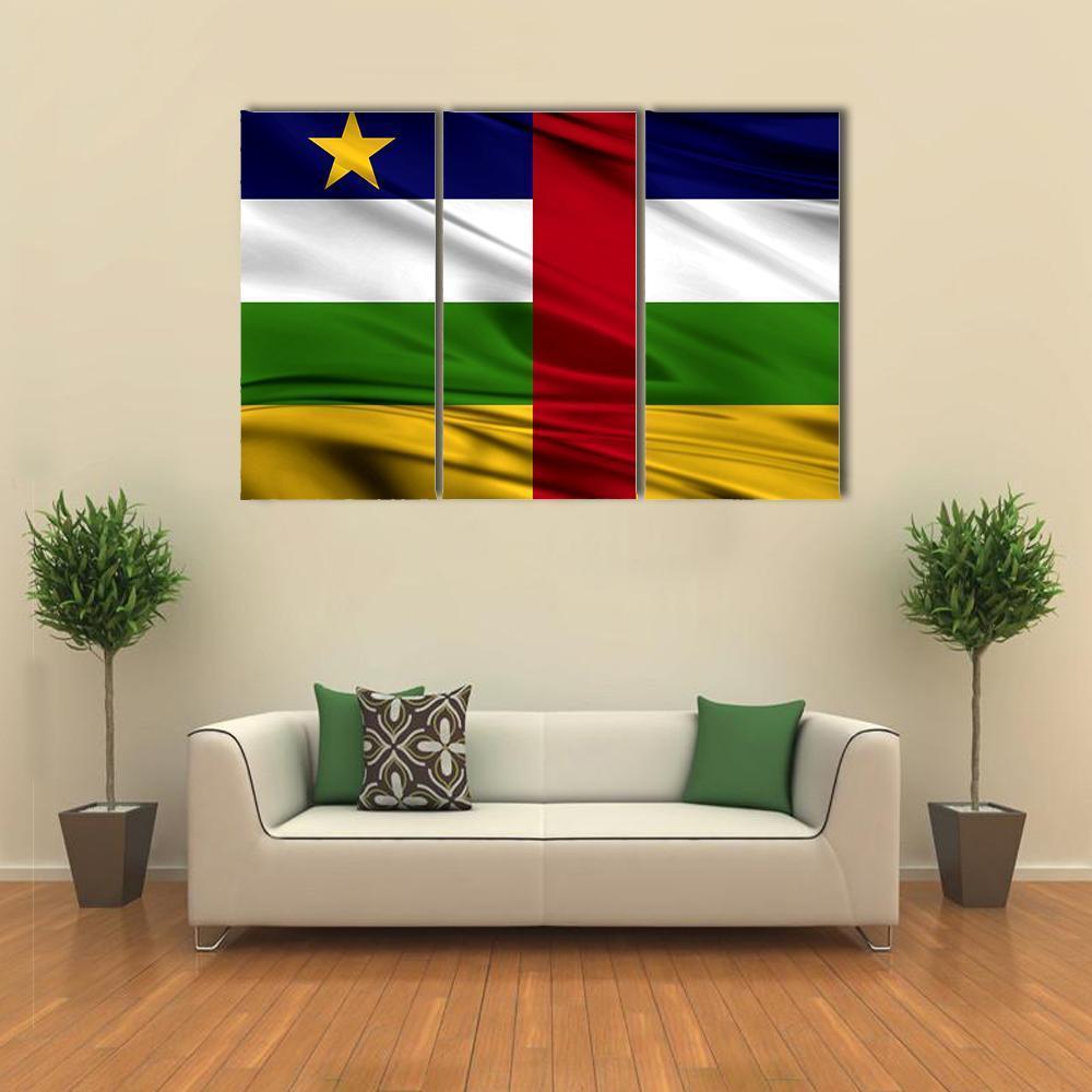 Realistic Flag Of Central African Republic Canvas Wall Art-3 Horizontal-Gallery Wrap-37" x 24"-Tiaracle