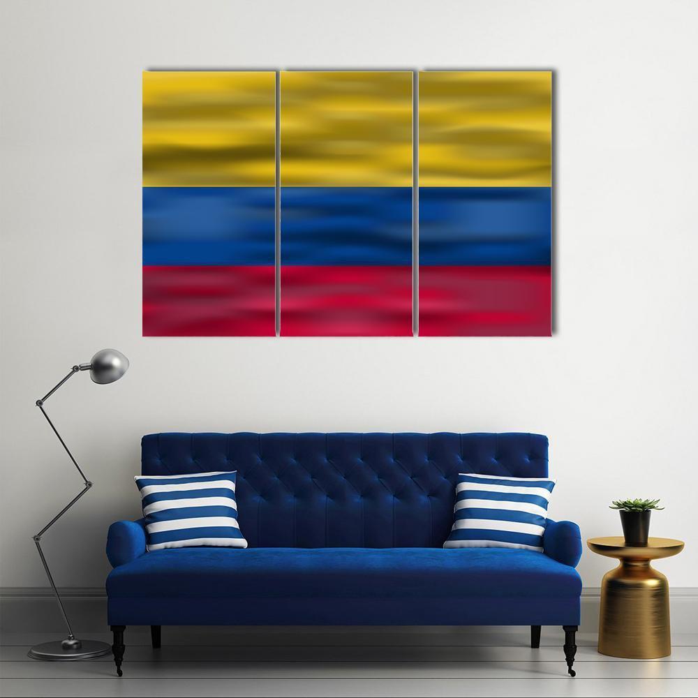 Realistic Flag Of Colombia Canvas Wall Art-3 Horizontal-Gallery Wrap-37" x 24"-Tiaracle
