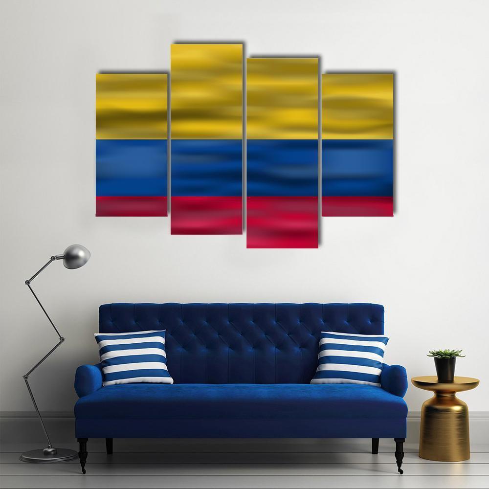 Realistic Flag Of Colombia Canvas Wall Art-4 Pop-Gallery Wrap-50" x 32"-Tiaracle
