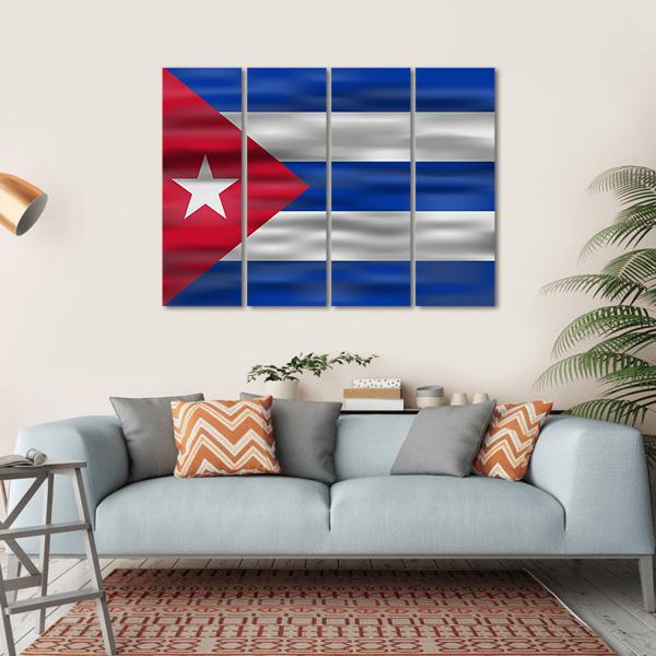 Realistic Flag Of Cuba Canvas Wall Art-4 Horizontal-Gallery Wrap-34" x 24"-Tiaracle