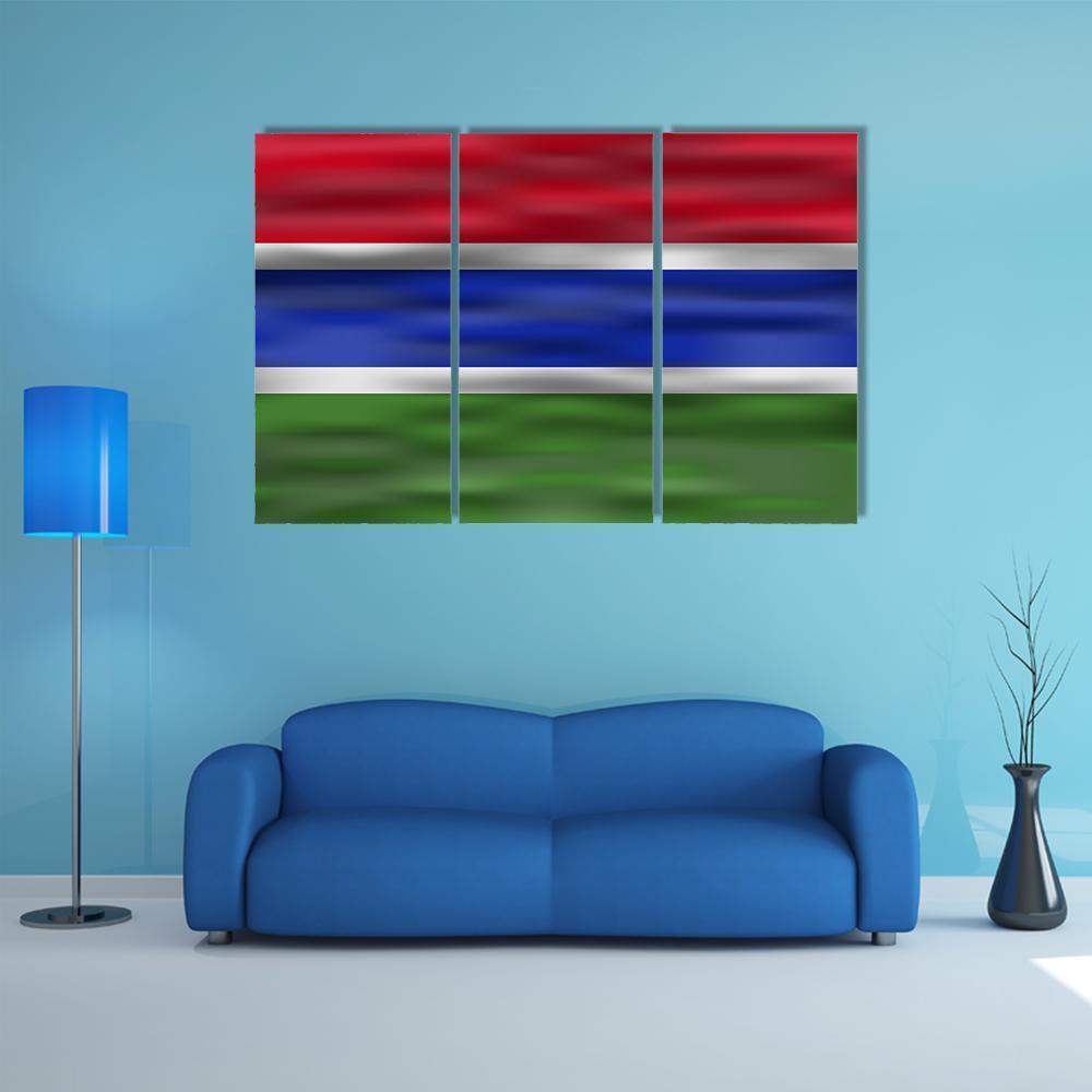 Realistic Flag Of Gambia Canvas Wall Art-3 Horizontal-Gallery Wrap-37" x 24"-Tiaracle