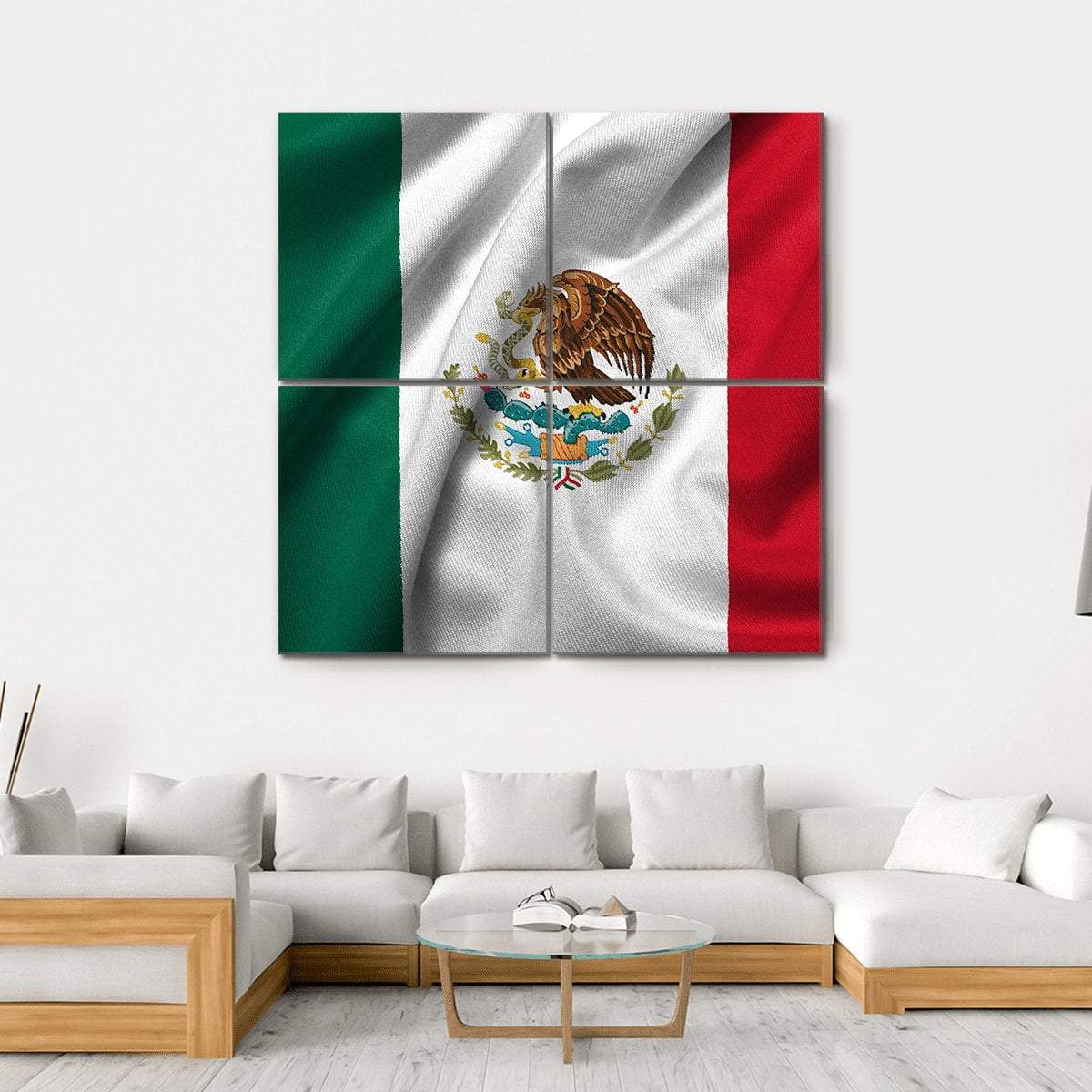 Flag Of Mexico Canvas Wall Art-4 Square-Gallery Wrap-17" x 17"-Tiaracle