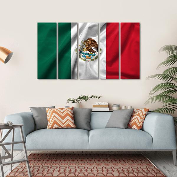 Flag Of Mexico Canvas Wall Art-5 Horizontal-Gallery Wrap-22" x 12"-Tiaracle