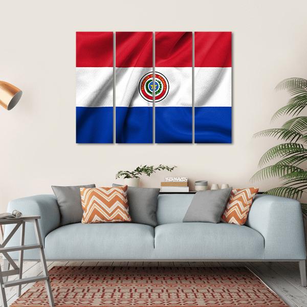 Paraguay Flag Canvas Wall Art-4 Horizontal-Gallery Wrap-34" x 24"-Tiaracle