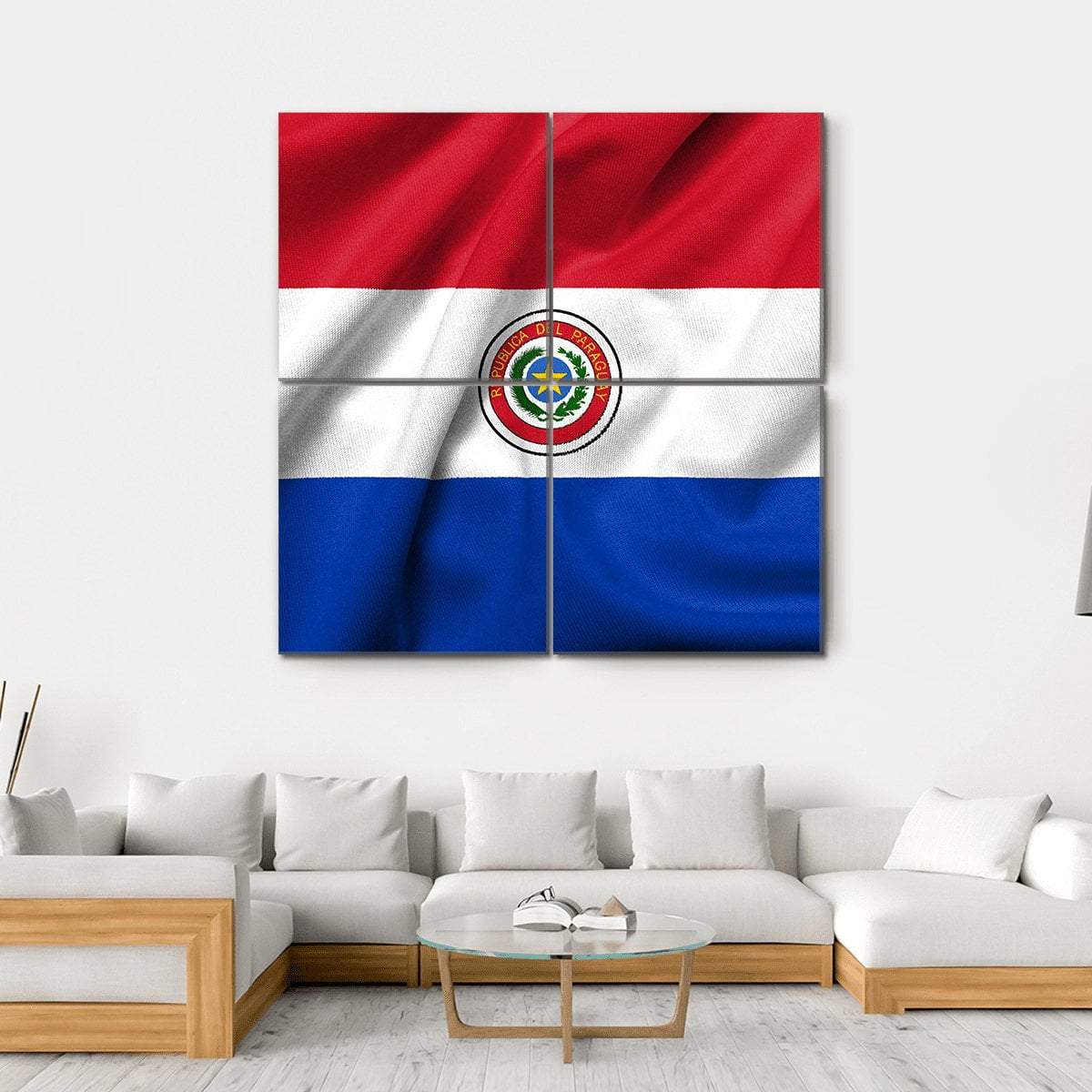 Paraguay Flag Canvas Wall Art-4 Square-Gallery Wrap-17" x 17"-Tiaracle