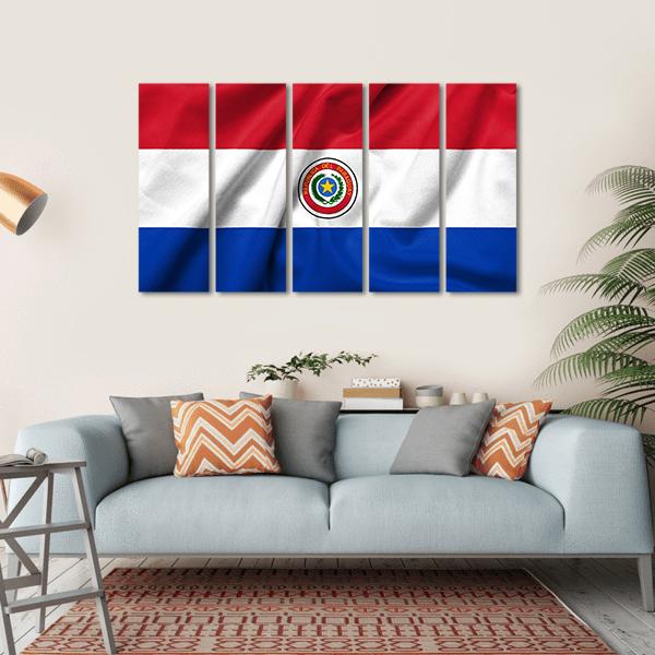 Paraguay Flag Canvas Wall Art-5 Horizontal-Gallery Wrap-22" x 12"-Tiaracle