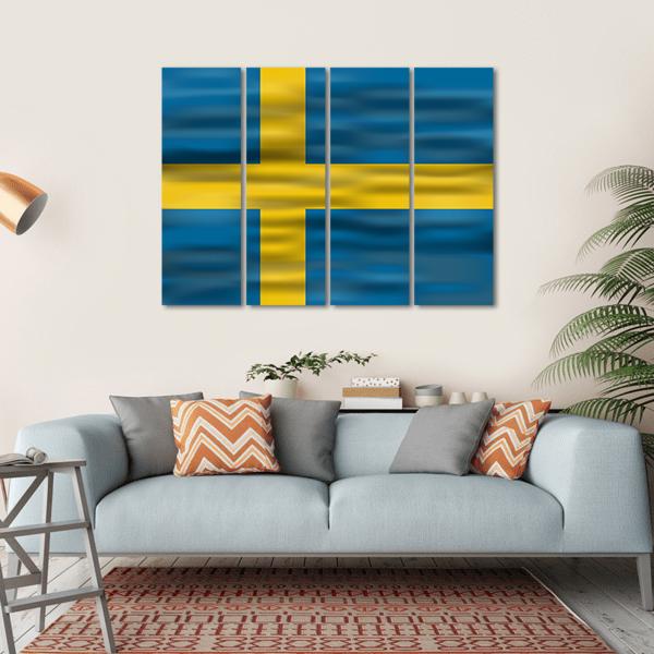Realistic Flag Of Sweden Canvas Wall Art-4 Horizontal-Gallery Wrap-34" x 24"-Tiaracle