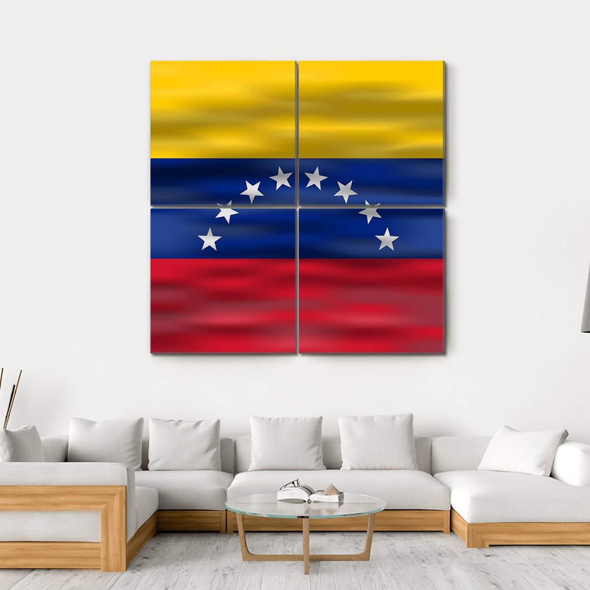Realistic Flag Venezuela Canvas Wall Art-4 Square-Gallery Wrap-17" x 17"-Tiaracle