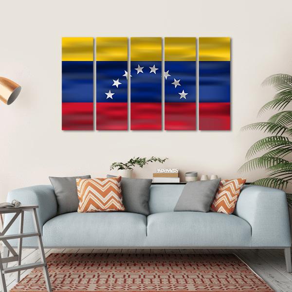 Realistic Flag Venezuela Canvas Wall Art-5 Horizontal-Gallery Wrap-22" x 12"-Tiaracle