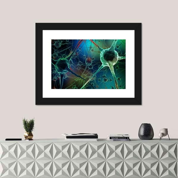 Realistic Rendering Of Neurone Canvas Wall Art-1 Piece-Framed Print-20" x 16"-Tiaracle