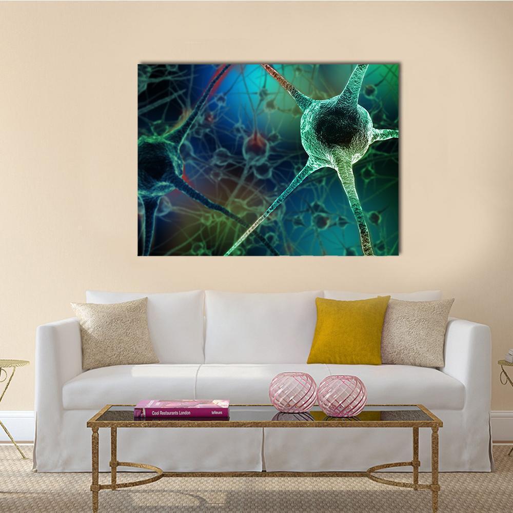 Realistic Rendering Of Neurone Canvas Wall Art-4 Horizontal-Gallery Wrap-34" x 24"-Tiaracle