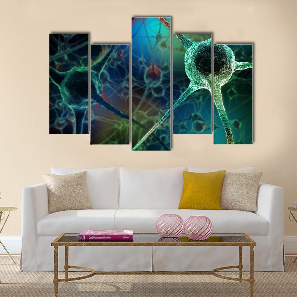 Realistic Rendering Of Neurone Canvas Wall Art-5 Pop-Gallery Wrap-47" x 32"-Tiaracle