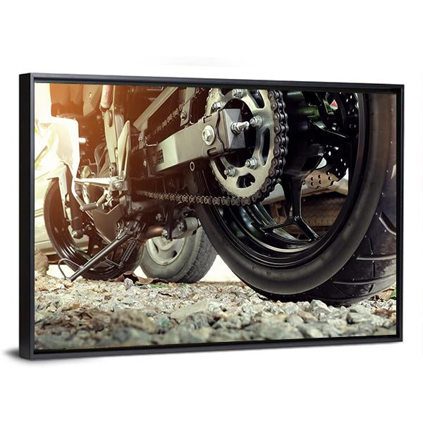 Rear chain And Sprocket Of Motorcycle Wheel Canvas Wall Art-3 Horizontal-Gallery Wrap-25" x 16"-Tiaracle
