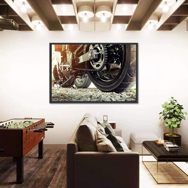 Rear chain And Sprocket Of Motorcycle Wheel Canvas Wall Art-3 Horizontal-Gallery Wrap-25" x 16"-Tiaracle