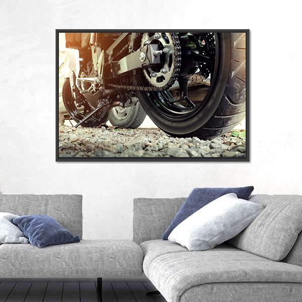 Rear chain And Sprocket Of Motorcycle Wheel Canvas Wall Art-3 Horizontal-Gallery Wrap-25" x 16"-Tiaracle