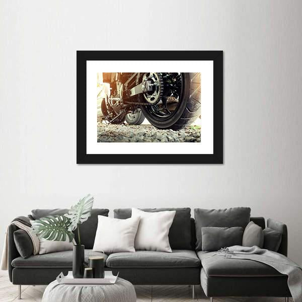 Rear chain And Sprocket Of Motorcycle Wheel Canvas Wall Art-3 Horizontal-Gallery Wrap-25" x 16"-Tiaracle