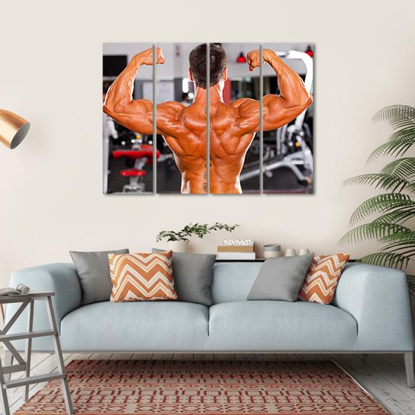 Rear View Of Male Bodybuilder Canvas Wall Art-4 Horizontal-Gallery Wrap-34" x 24"-Tiaracle