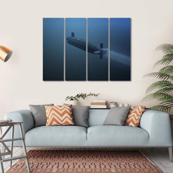 Rear View Of Submarine Under Water Canvas Wall Art-4 Horizontal-Gallery Wrap-34" x 24"-Tiaracle