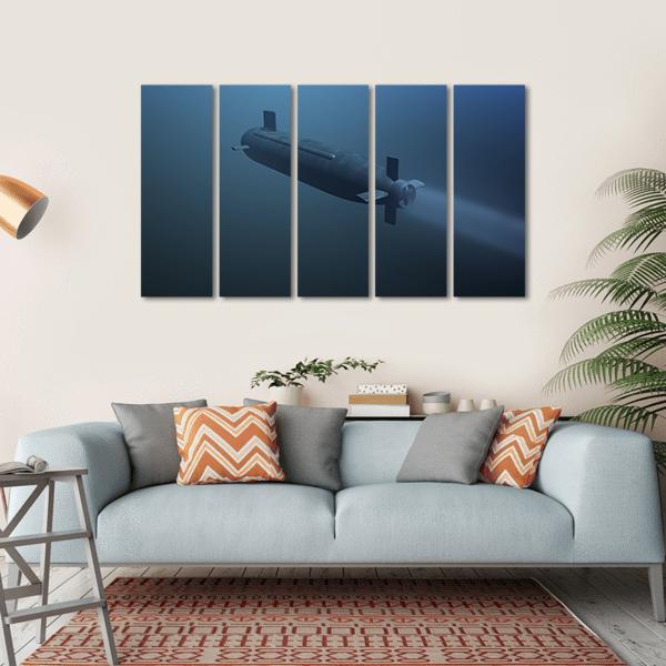 Rear View Of Submarine Under Water Canvas Wall Art-5 Horizontal-Gallery Wrap-22" x 12"-Tiaracle