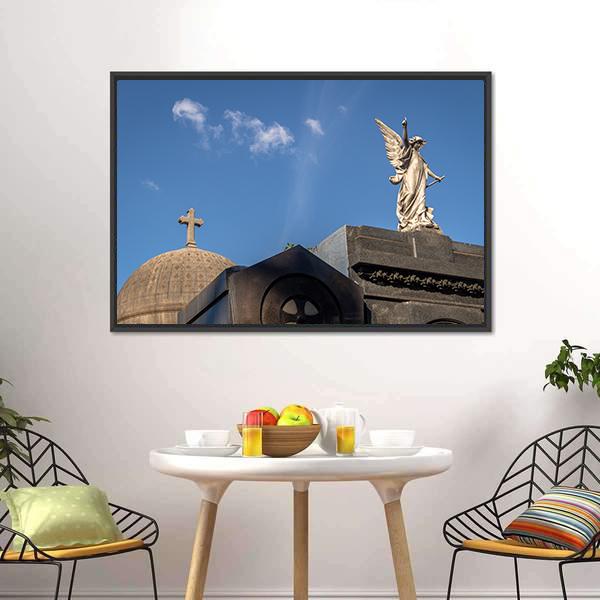 Recoleta Cemetery Canvas Wall Art-1 Piece-Floating Frame-24" x 16"-Tiaracle