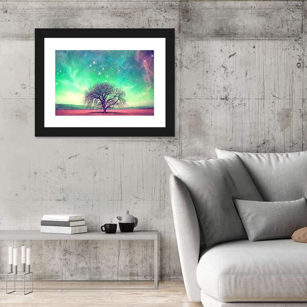Red Alien Landscape With A Tree Canvas Wall Art-3 Horizontal-Gallery Wrap-25" x 16"-Tiaracle