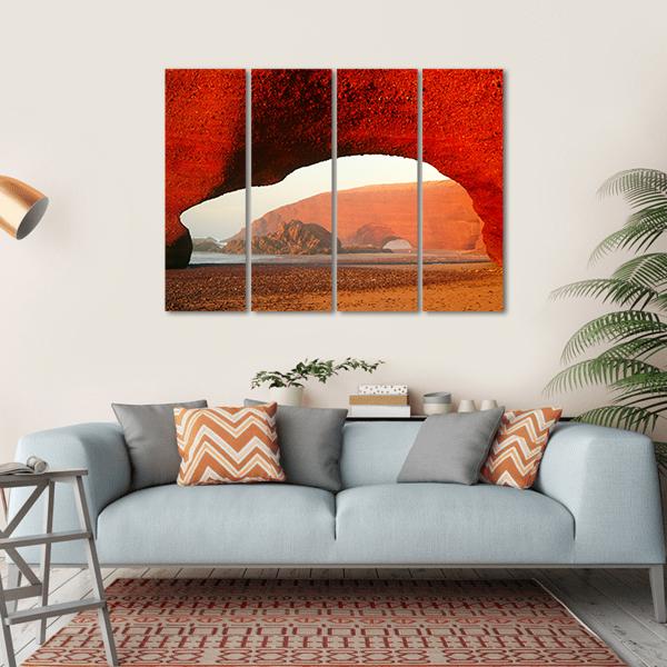 Red Archs On Atlantic Ocean Coast Canvas Wall Art-4 Horizontal-Gallery Wrap-34" x 24"-Tiaracle