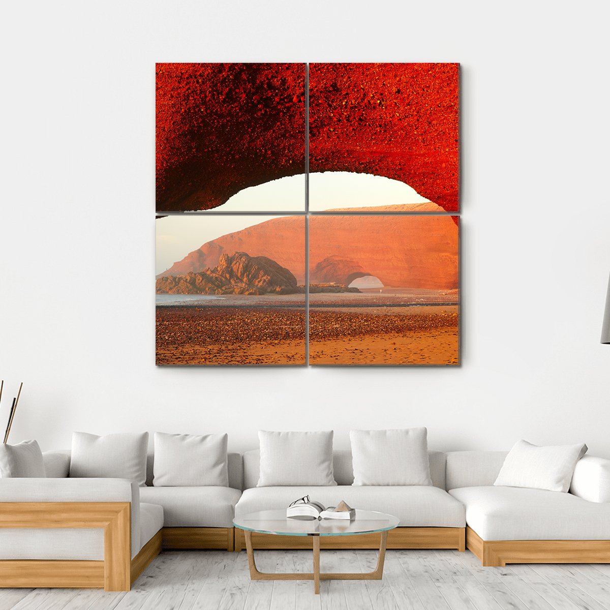 Red Archs On Atlantic Ocean Coast Canvas Wall Art-4 Square-Gallery Wrap-17" x 17"-Tiaracle