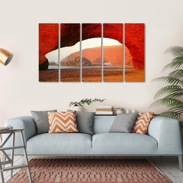 Red Archs On Atlantic Ocean Coast Canvas Wall Art-5 Horizontal-Gallery Wrap-22" x 12"-Tiaracle