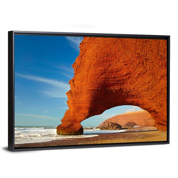 Red Archs On Atlantic Ocean Coast Canvas Wall Art-3 Horizontal-Gallery Wrap-25" x 16"-Tiaracle
