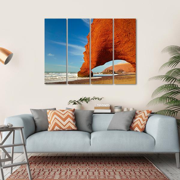 Red Archs On Atlantic Ocean Coast Canvas Wall Art-4 Horizontal-Gallery Wrap-34" x 24"-Tiaracle