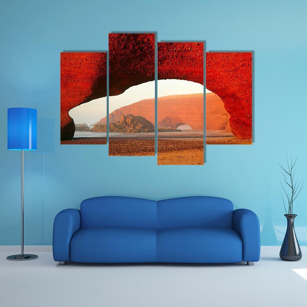 Red Archs On Atlantic Ocean Coast Canvas Wall Art-4 Pop-Gallery Wrap-50" x 32"-Tiaracle
