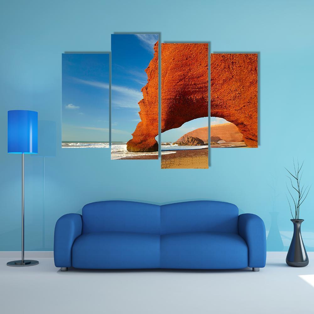 Red Archs On Atlantic Ocean Coast Canvas Wall Art-4 Pop-Gallery Wrap-50" x 32"-Tiaracle