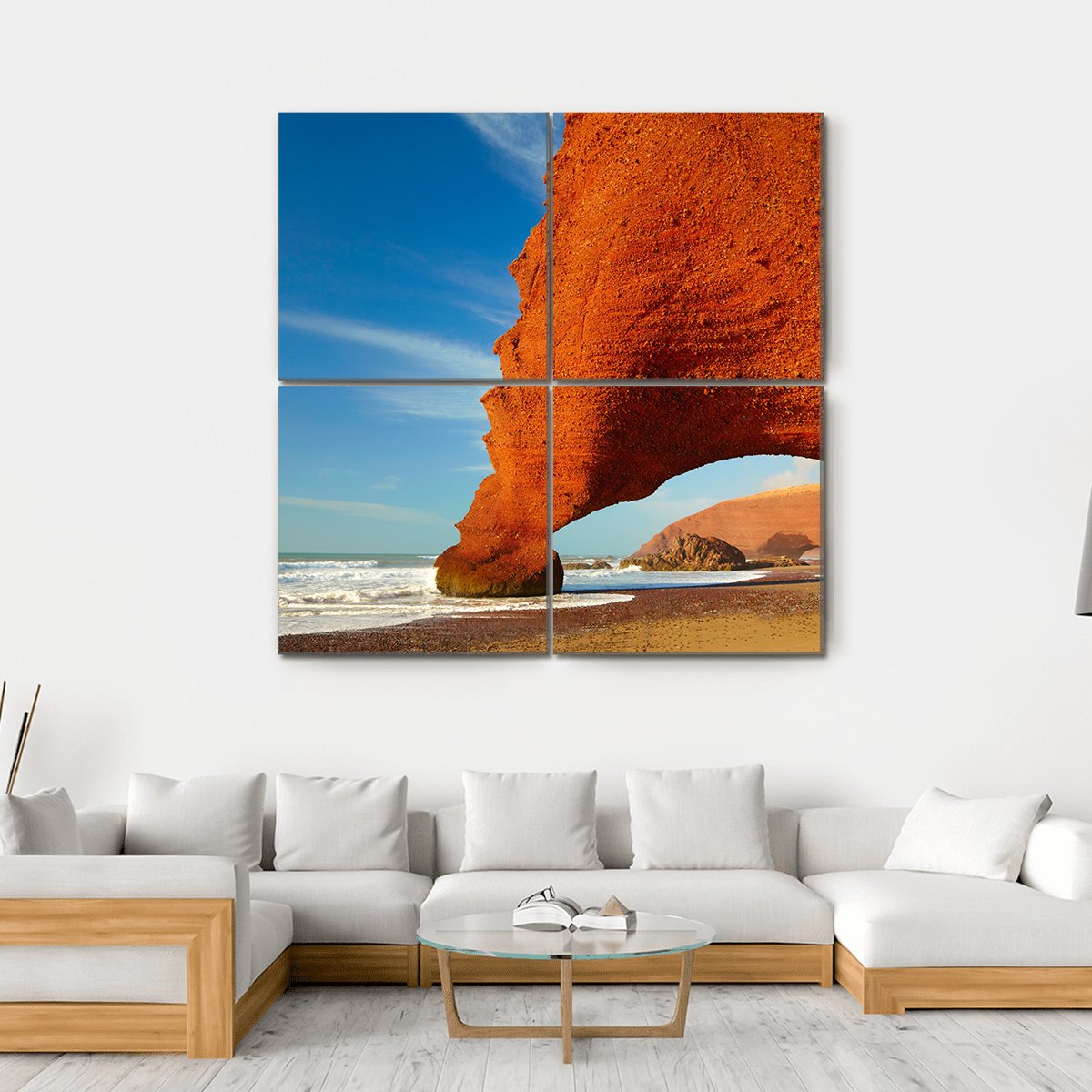 Red Archs On Atlantic Ocean Coast Canvas Wall Art-4 Square-Gallery Wrap-17" x 17"-Tiaracle