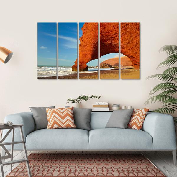 Red Archs On Atlantic Ocean Coast Canvas Wall Art-5 Horizontal-Gallery Wrap-22" x 12"-Tiaracle