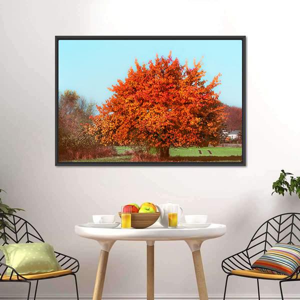 Red Autumn Foliage Canvas Wall Art-3 Horizontal-Gallery Wrap-25" x 16"-Tiaracle