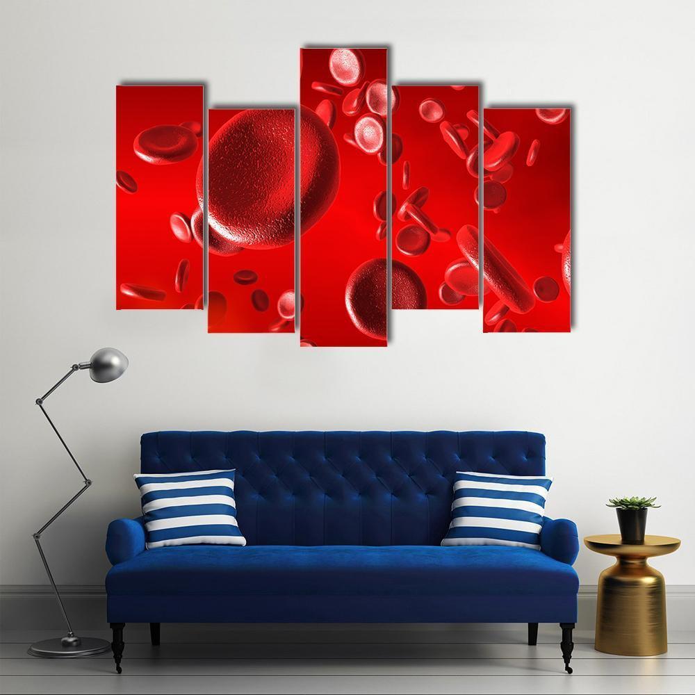 Red Blood Cells Canvas Wall Art-5 Pop-Gallery Wrap-47" x 32"-Tiaracle