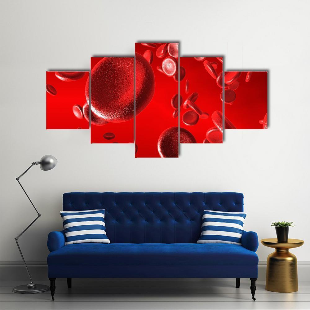 Red Blood Cells Canvas Wall Art-5 Star-Gallery Wrap-62" x 32"-Tiaracle