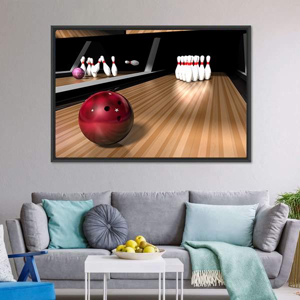 Red Bowling Ball Canvas Wall Art-1 Piece-Floating Frame-24" x 16"-Tiaracle