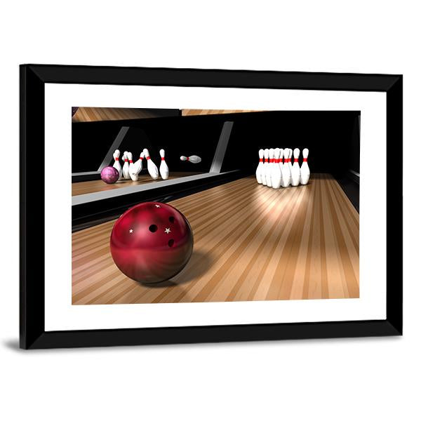 Red Bowling Ball Canvas Wall Art-5 Horizontal-Gallery Wrap-22" x 12"-Tiaracle