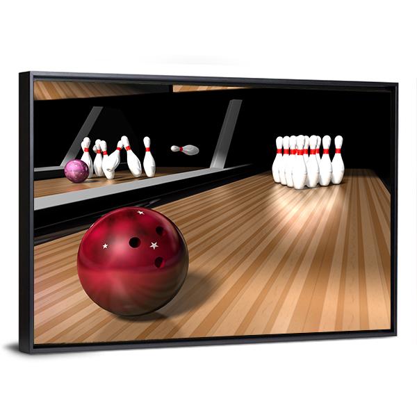 Red Bowling Ball Canvas Wall Art-5 Horizontal-Gallery Wrap-22&quot; x 12&quot;-Tiaracle