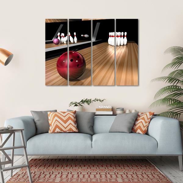 Red Bowling Ball Canvas Wall Art-4 Horizontal-Gallery Wrap-34" x 24"-Tiaracle