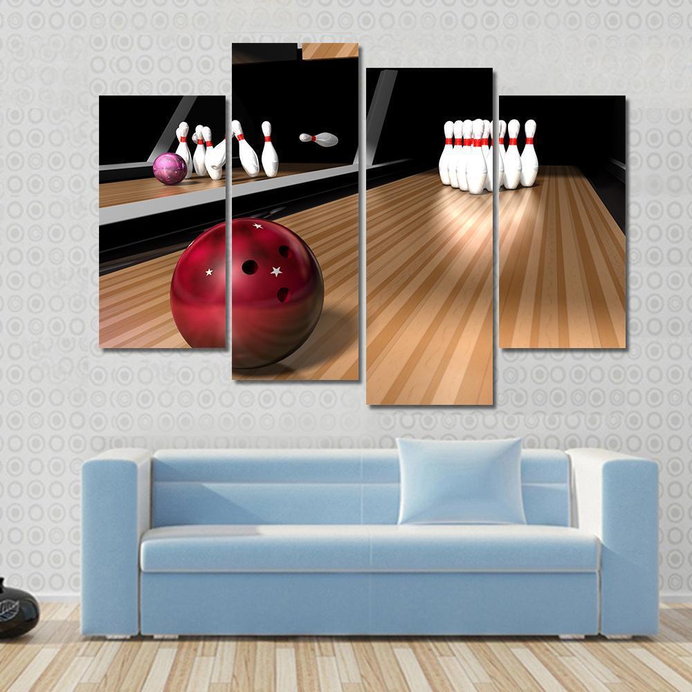 Red Bowling Ball Canvas Wall Art-4 Pop-Gallery Wrap-50&quot; x 32&quot;-Tiaracle